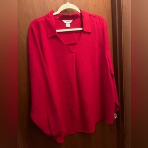 CJ Banks Red Blouse.  Size 1X